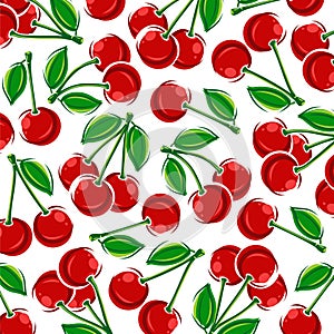 cherry pattern background set set. Collection icon cherry. Vector