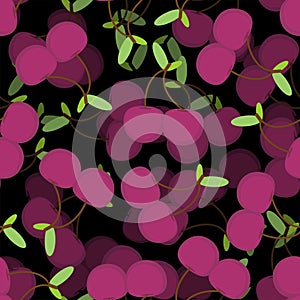 Cherry pattern seamless. Cherries background. food vector texture