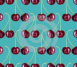 Cherry pattern seamless. Red berry background texture