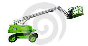 Green cherry picker, isolated on white photo