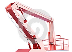 Cherry picker work bucket platform and hydraulic construction.