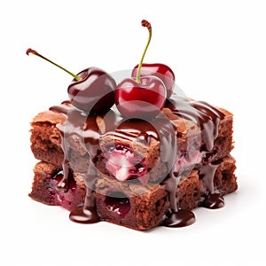 Cherry Pie Brownies With Icing And Cherries - Delicious And Decadent Treat photo