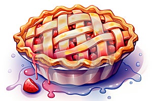 Cherry pie with lattice along with fresh sour cherries sweet pie fruit cake thanksgiving sweet dish