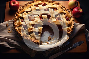Cherry pie with lattice along with fresh sour cherries sweet pie fruit cake thanksgiving sweet dish
