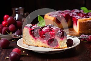 Cherry pie with lattice along with fresh sour cherries sweet pie fruit cake thanksgiving sweet dish