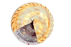 Cherry pie missing a slice photo