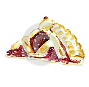 Cherry pie slice watercolor illustration isolated