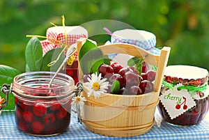 Cherry preserves in the garden