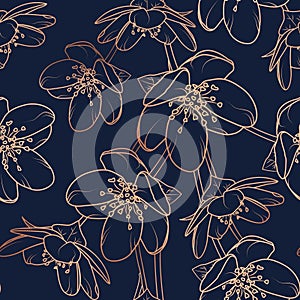 Cherry, sakura flowers bloom blossom seamless pattern texture.