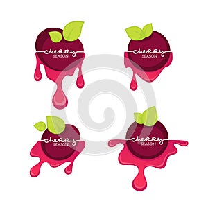 Cherry season, vector collection of labels, logo, stickers and emblems