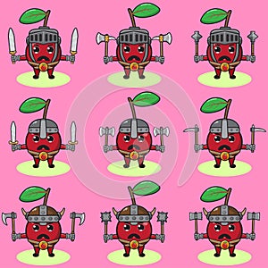 Cute Cherry Knight set dual weapon hand up.