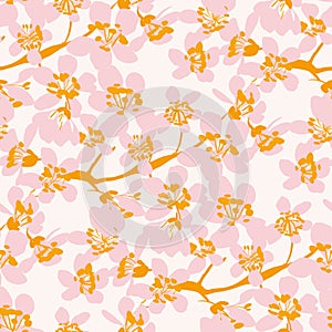 Cherry spring branch blossom flowers pattern