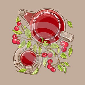 Cherry tea illustration