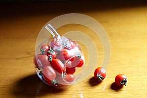 Cherry tomato in apple-shape bottle