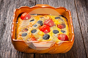 Cherry Tomato & Olive Clafoutis