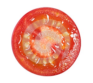 Cherry Tomato slice isolated on white background top view