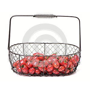 Cherry tomatoes close-up. Studio photography on a white background. Six varieties of tomatoes cherry