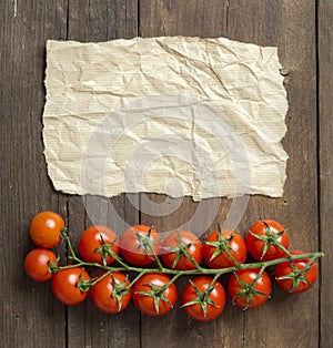 Cherry tomatoes and craft paper