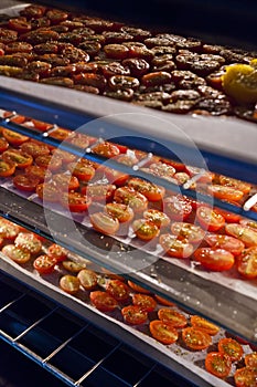 Cherry tomatoes drying in the oven