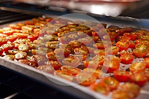 Cherry tomatoes drying in the oven