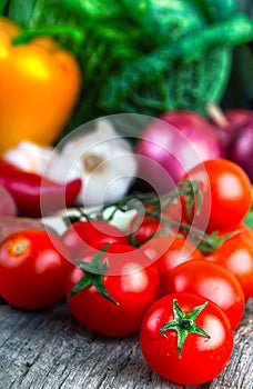 Cherry tomatoes and Fresh Organic Vegetable