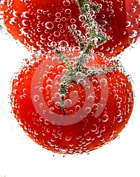 Cherry tomatoes with gas bubbles