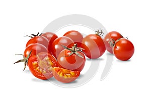Cherry tomatoes isolated on white background close up