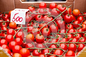 Cherry tomatoes on the marketplace