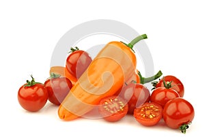 Cherry tomatoes and orange peppers