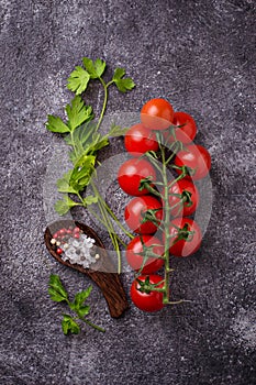 Cherry tomatoes, parsley and salt