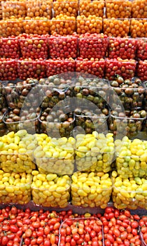 Cherry Tomatoes piled in many colors