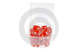 Cherry tomatoes in a plastic container