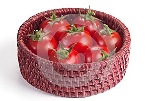 Cherry tomatoes in the small basket