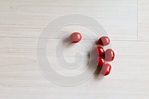 Cherry tomatoes on the table.