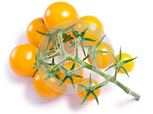 Cherry tomatoes on vine, paths