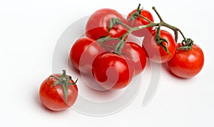 Cherry tomatoes on white background