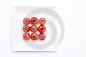 Cherry tomatoes on white plate