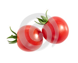 Cherry Tomatos isolated on white without shadow top view clipping path