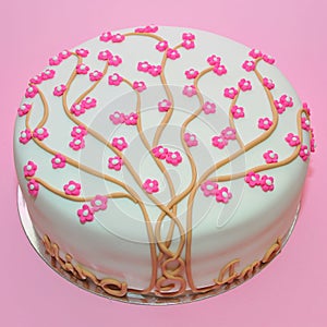 Cherry tree flowers cake