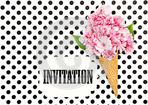 Cherry tree flowers ice cream waffle cone Paper Tag