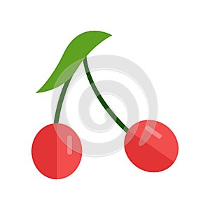 Cherry Vector Illustration In Flat Style Design.