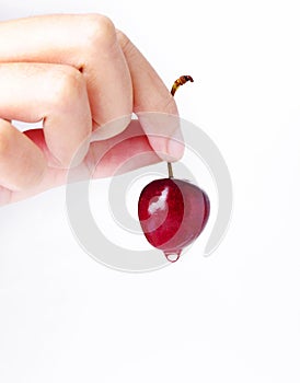 cherry with water drop