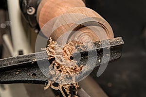 Cherry Wood Chalice Being Turned on a Woodlathe
