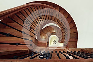 Cherry wood spiral staircase