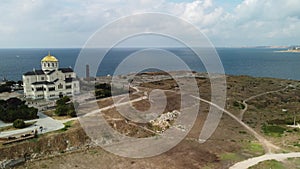 Chersones Sevastopol Crimea. Ruines of the ancient Greek city of Chersones. Archaeological excavations of an ancient