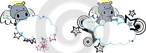 Cherub angel hippo cloud cartoon collection