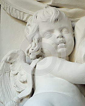 Cherub close up in Privy Passage at Frederiksborg Castle, Denmark 