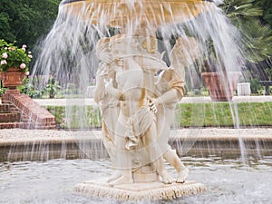 Cherub fountain with blurred water flowing