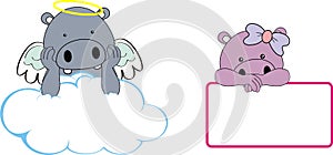 Cherub hippo cartoon cloud copy space