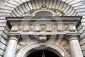 Cherub sculptures of St Mary-le-Bow Church entrance in London, England